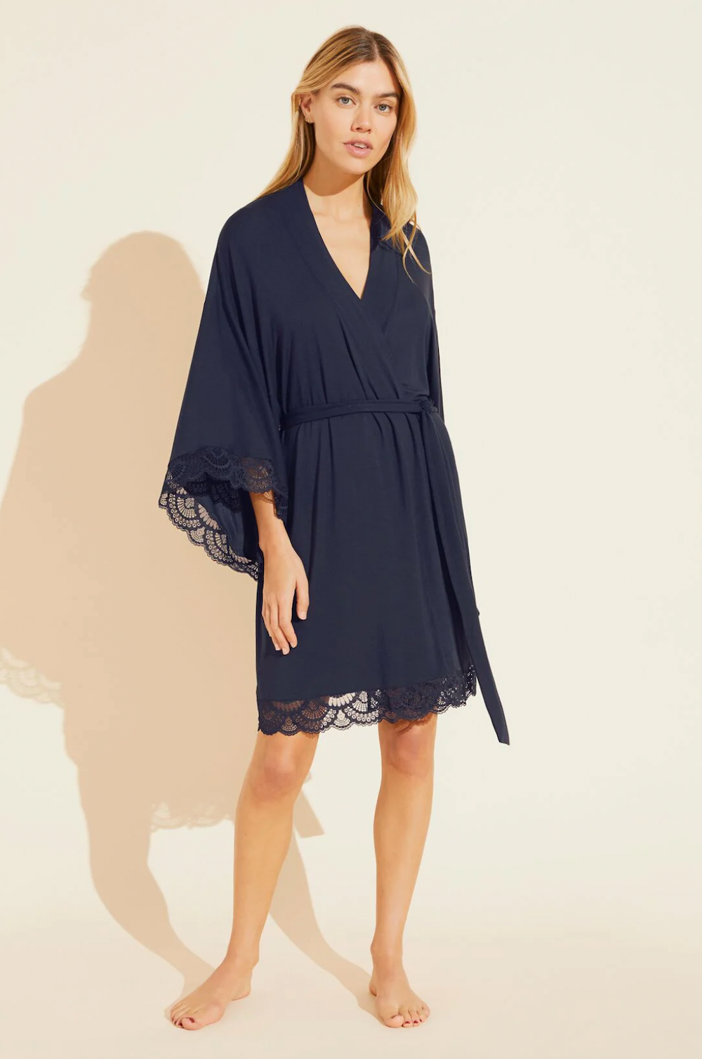 Eberjey Mariana Short Robe - True Navy