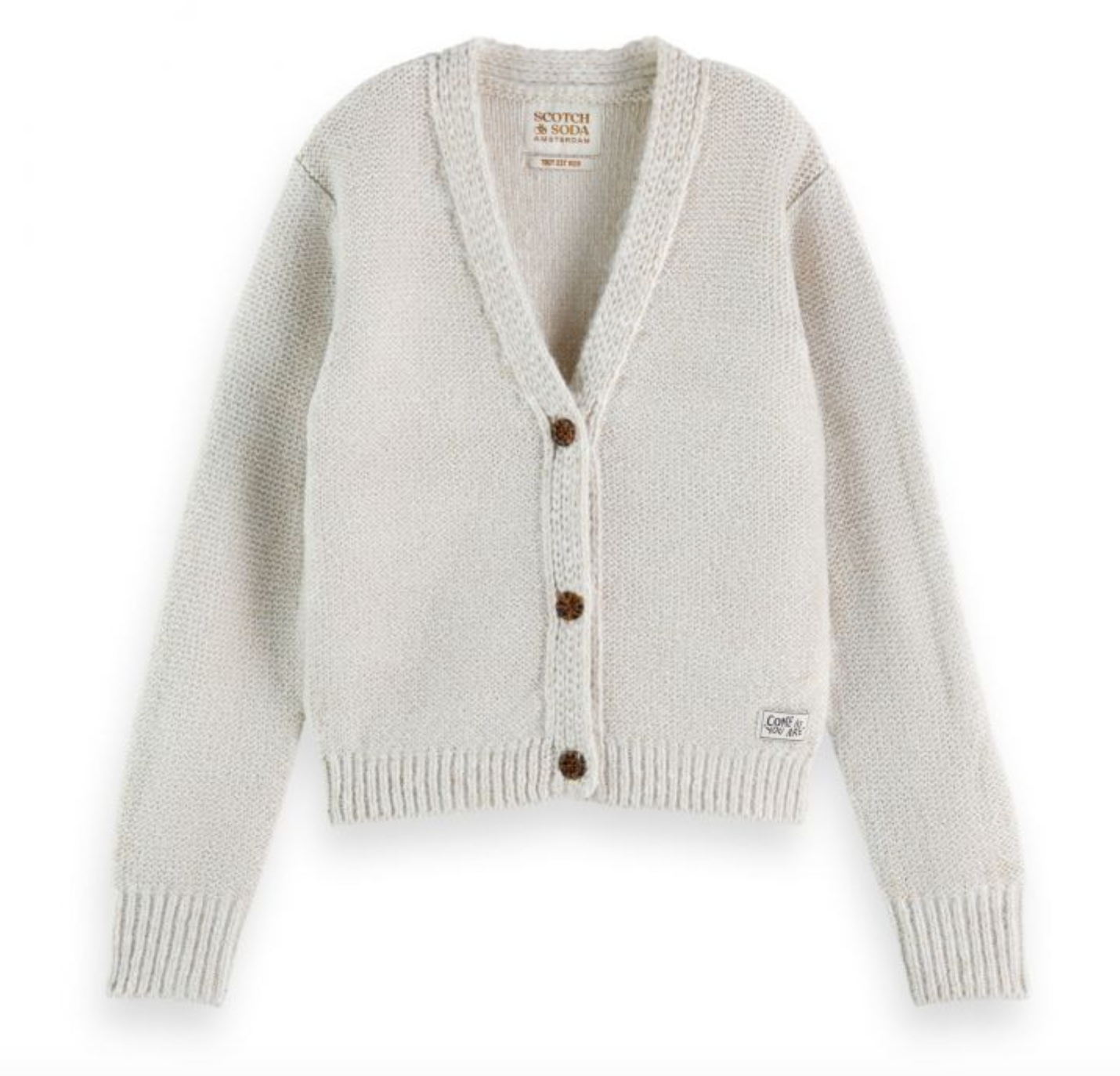 Scotch &amp; Soda Girls Metallic Yarn Cardigan - Metallic Ecru