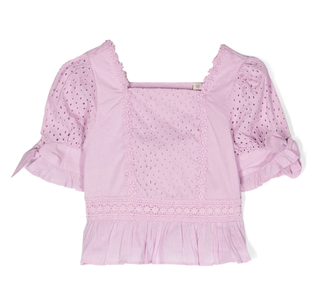 Scotch &amp; Soda Girls Broderie Anglaise Top - Orchid