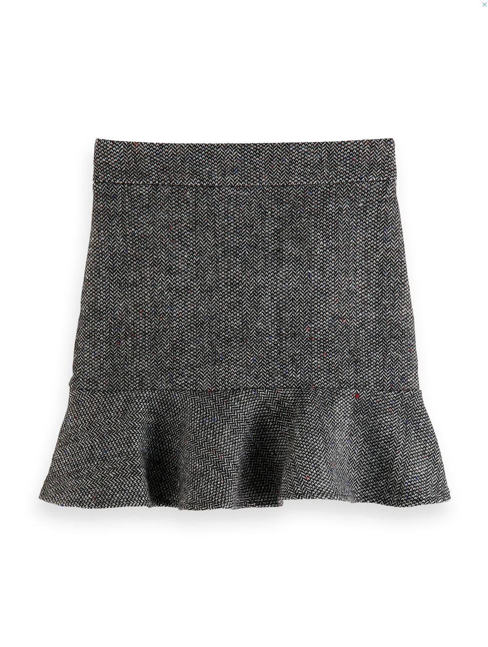 Scotch &amp; Soda Girls Herringbone Mini Skirt - Herringbone Tweed