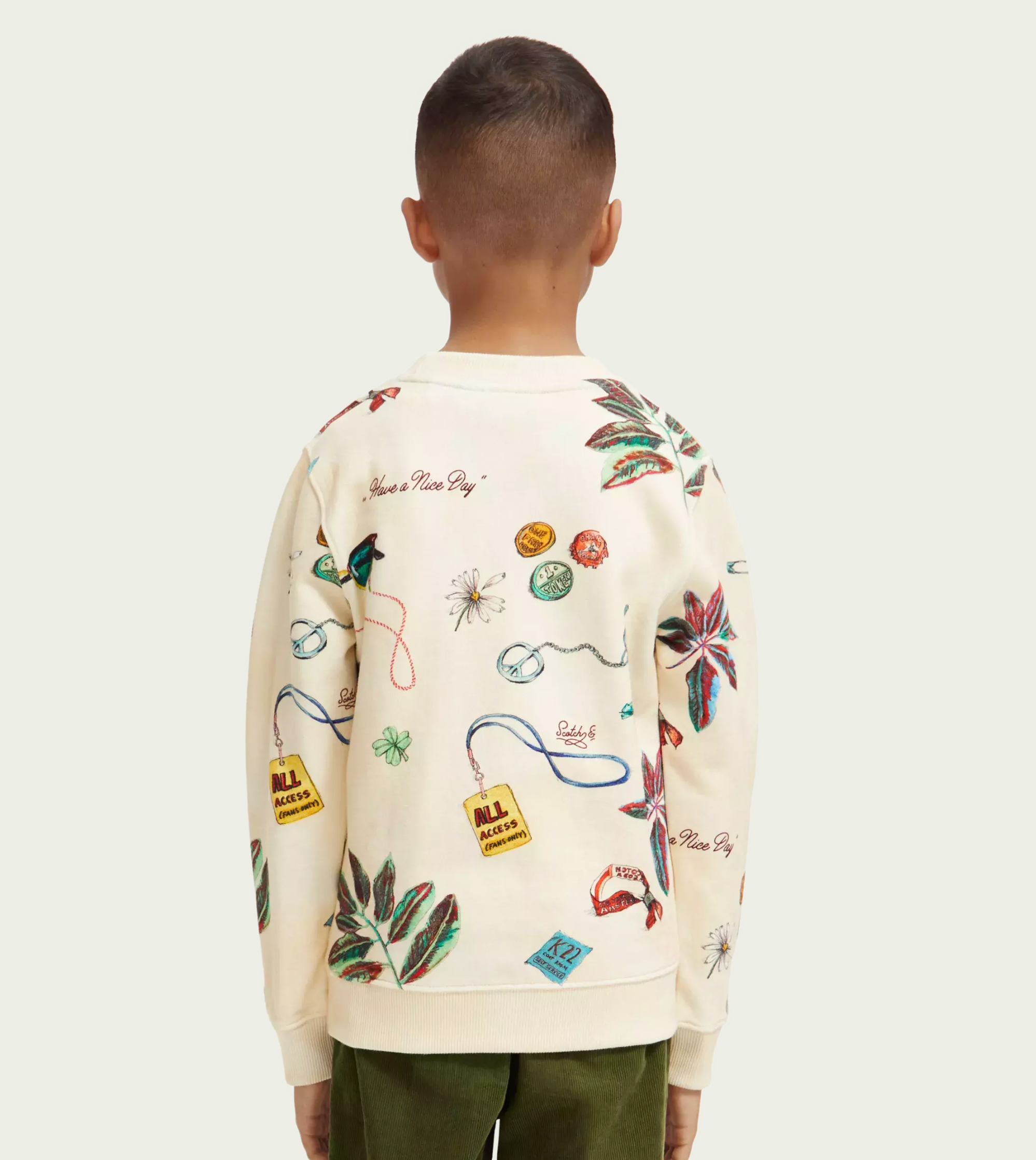 Scotch &amp; Soda Boys Ctn In Conversion All Over Print Sweatshirt - Festival Party