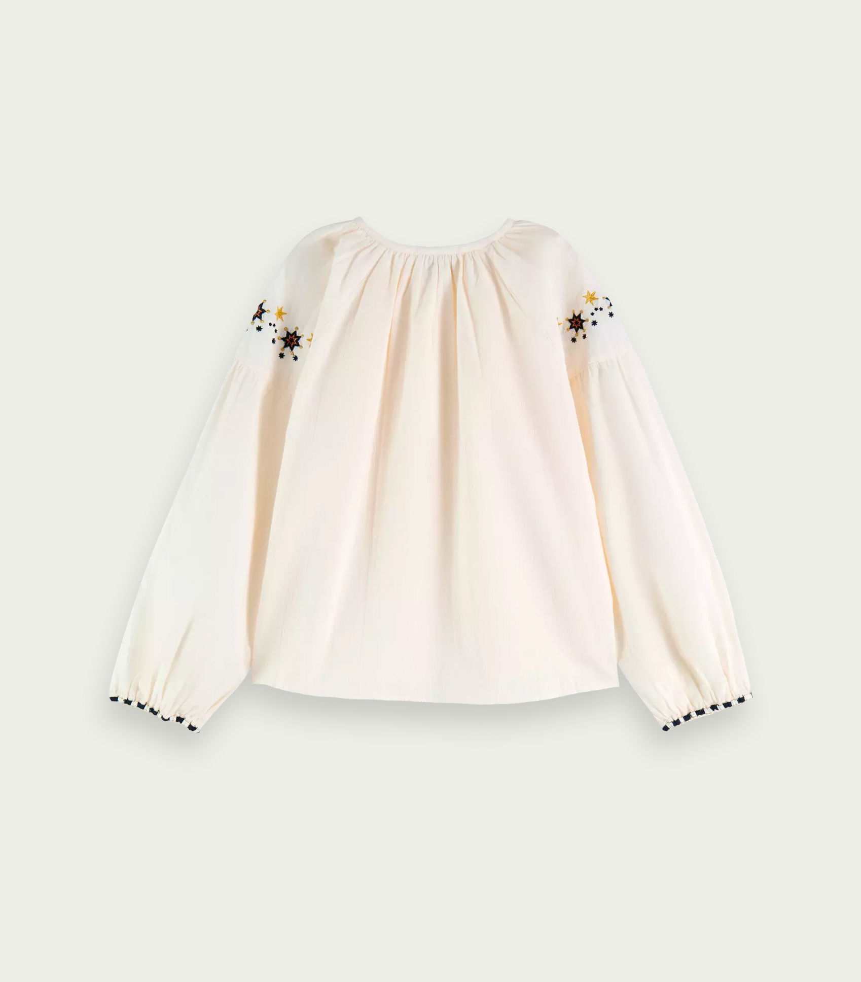 Scotch &amp; Soda Girls Long Sleeved Embroidered Top - Ecru