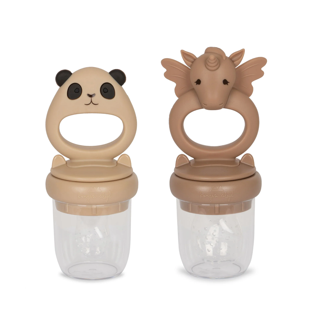 Konges Sløjd 2 Pack Fruit Feeding Pacifier Unicorn And Panda - Shell/Blush