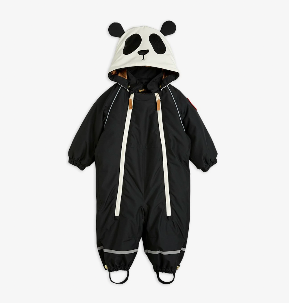 Mini Rodini Alaska Panda Baby Overall - Black