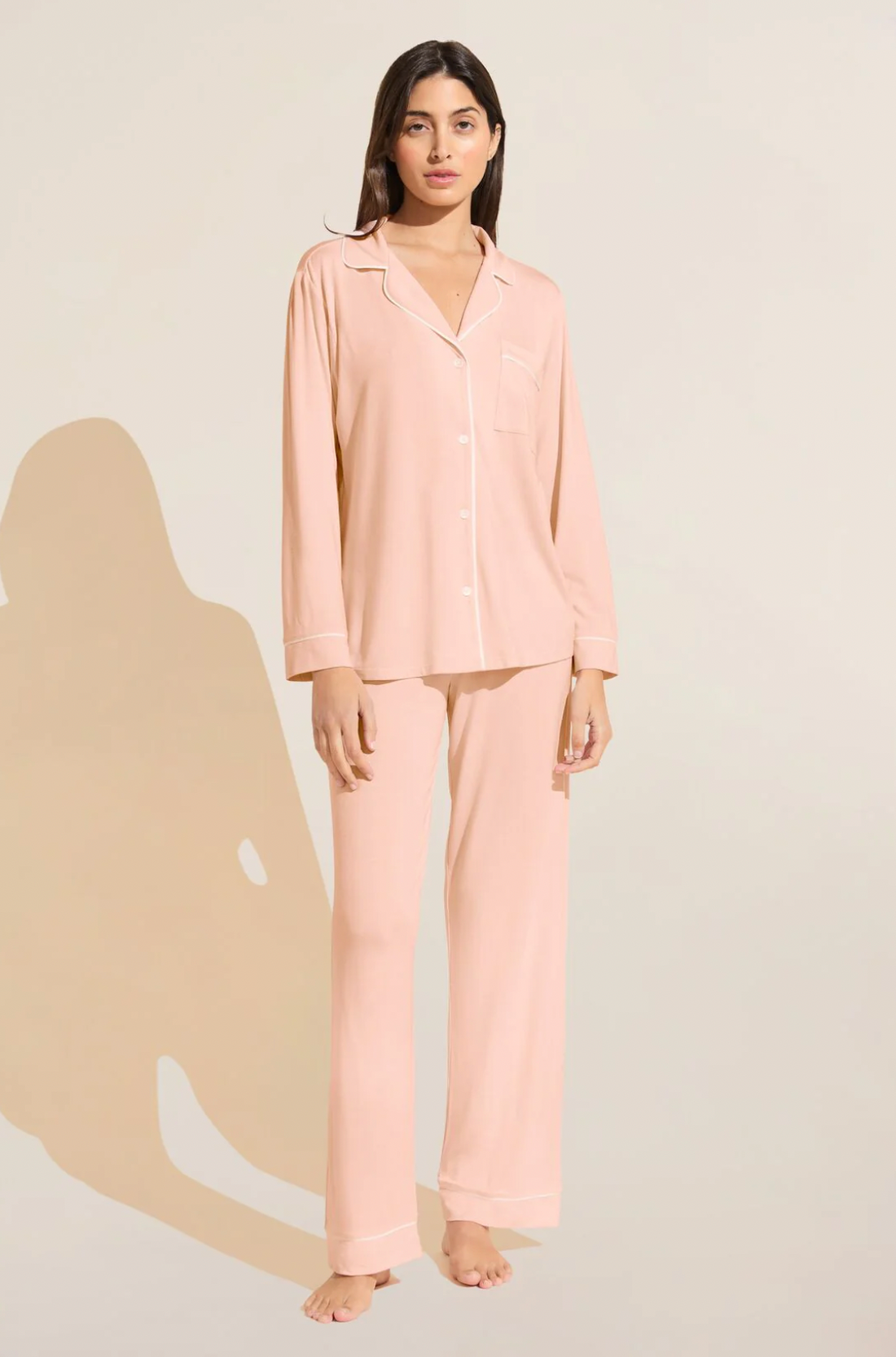 Eberjey Gisele Long PJ Set - Petal Pink / Ivory