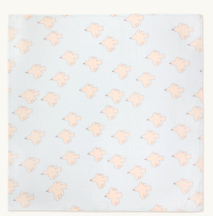 Tiny Cottons Doves Swaddle - Pastel Blue