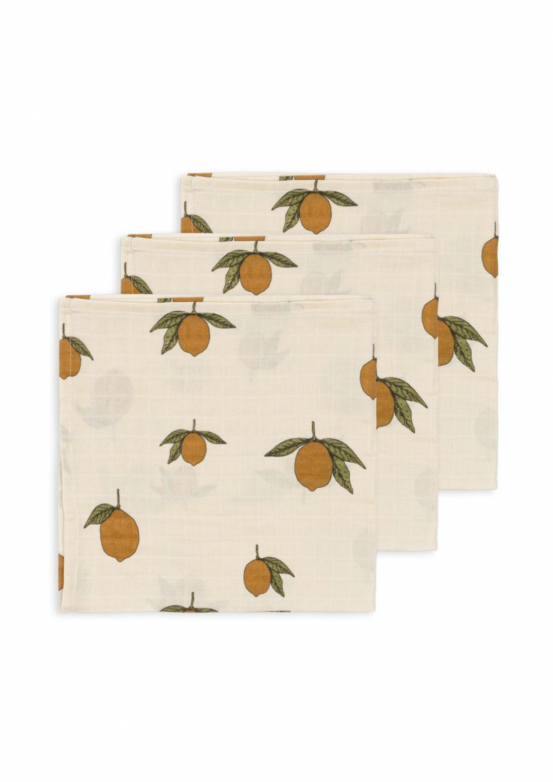 Konges Sløjd 3 Pack Muslin Cloth GOTS - Mon Grand Citron