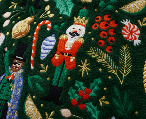 Rifle Paper Co. Nutcracker Embroidered Stocking