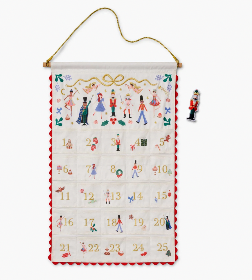 Rifle Paper Co. Nutcracker Embroidered Hanging Advent Calendar