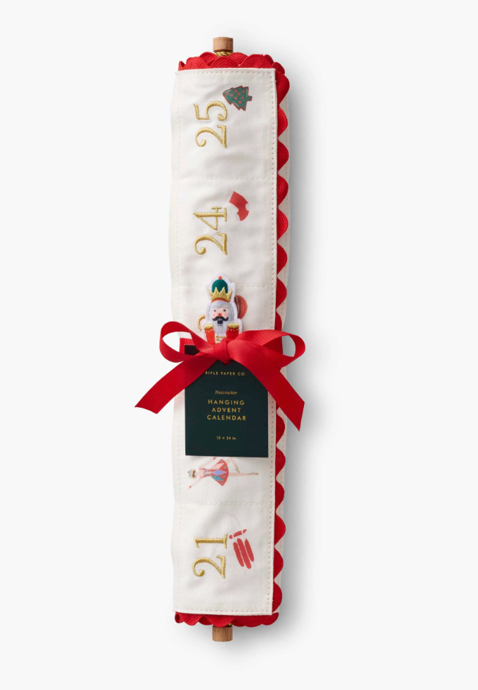 Rifle Paper Co. Nutcracker Embroidered Hanging Advent Calendar