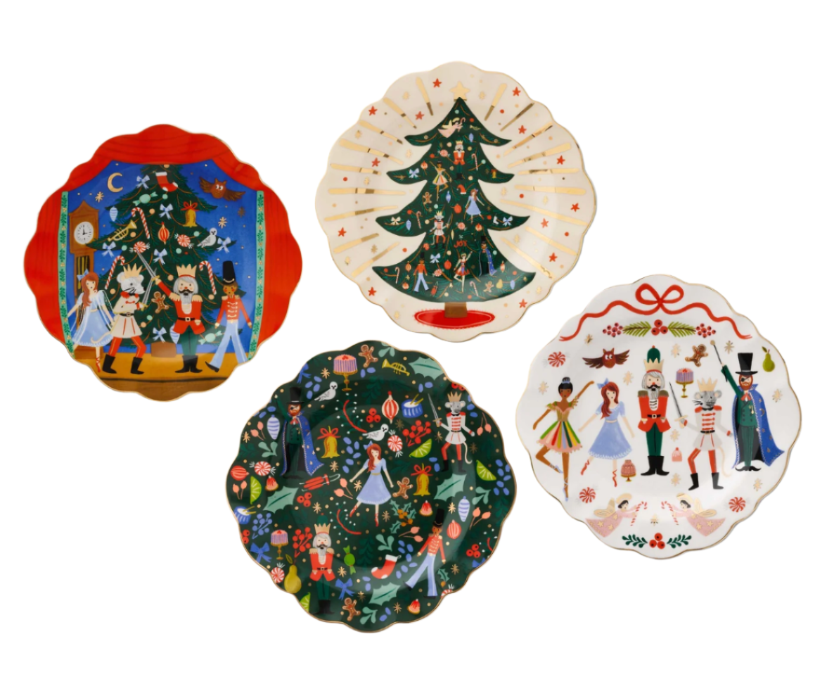 Rifle Paper Co. Nutcracker Porcelain Dessert Plate Set