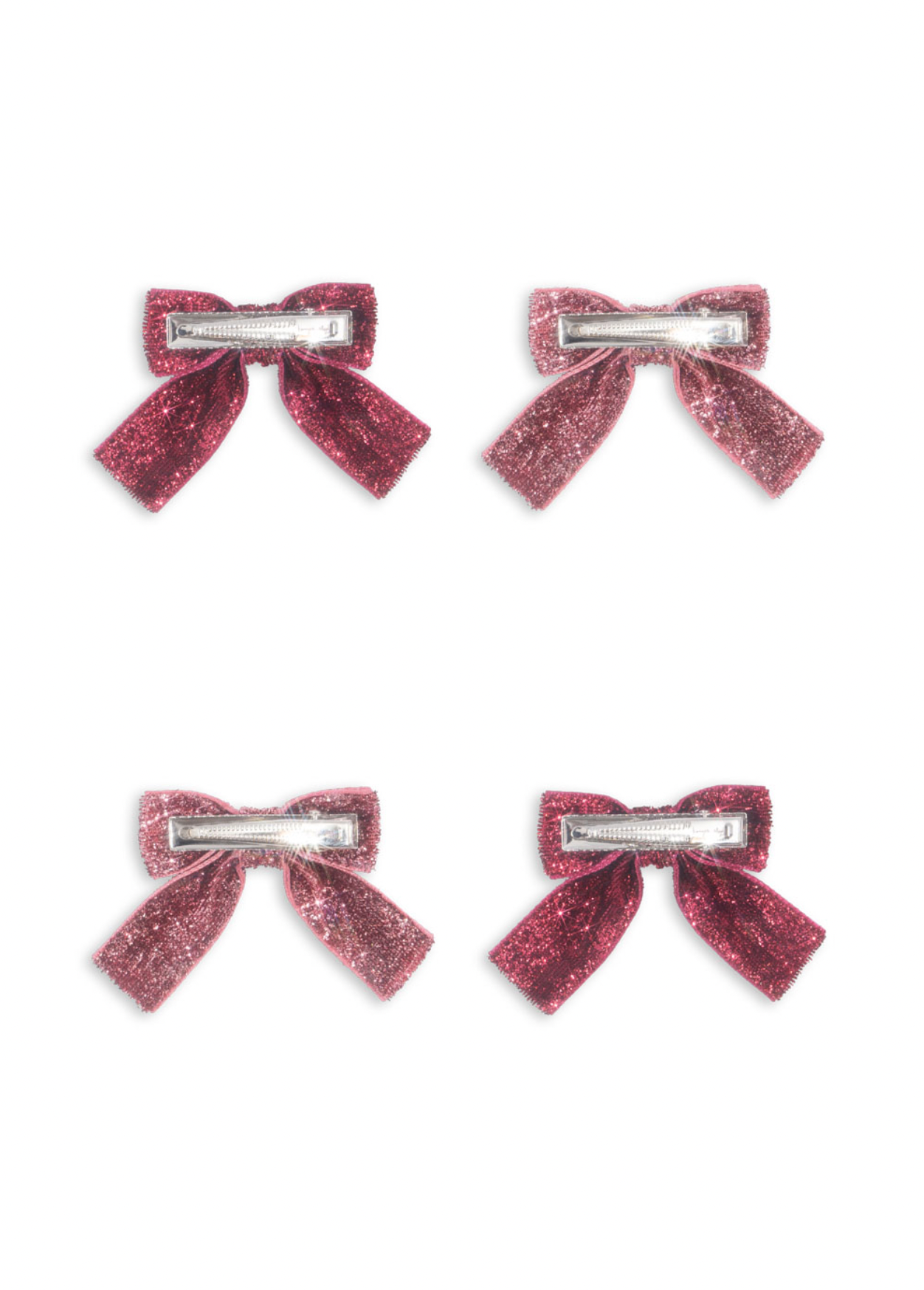 Konges Sløjd 4 Pack Glitter Bow Hair Clips - Pink Mix