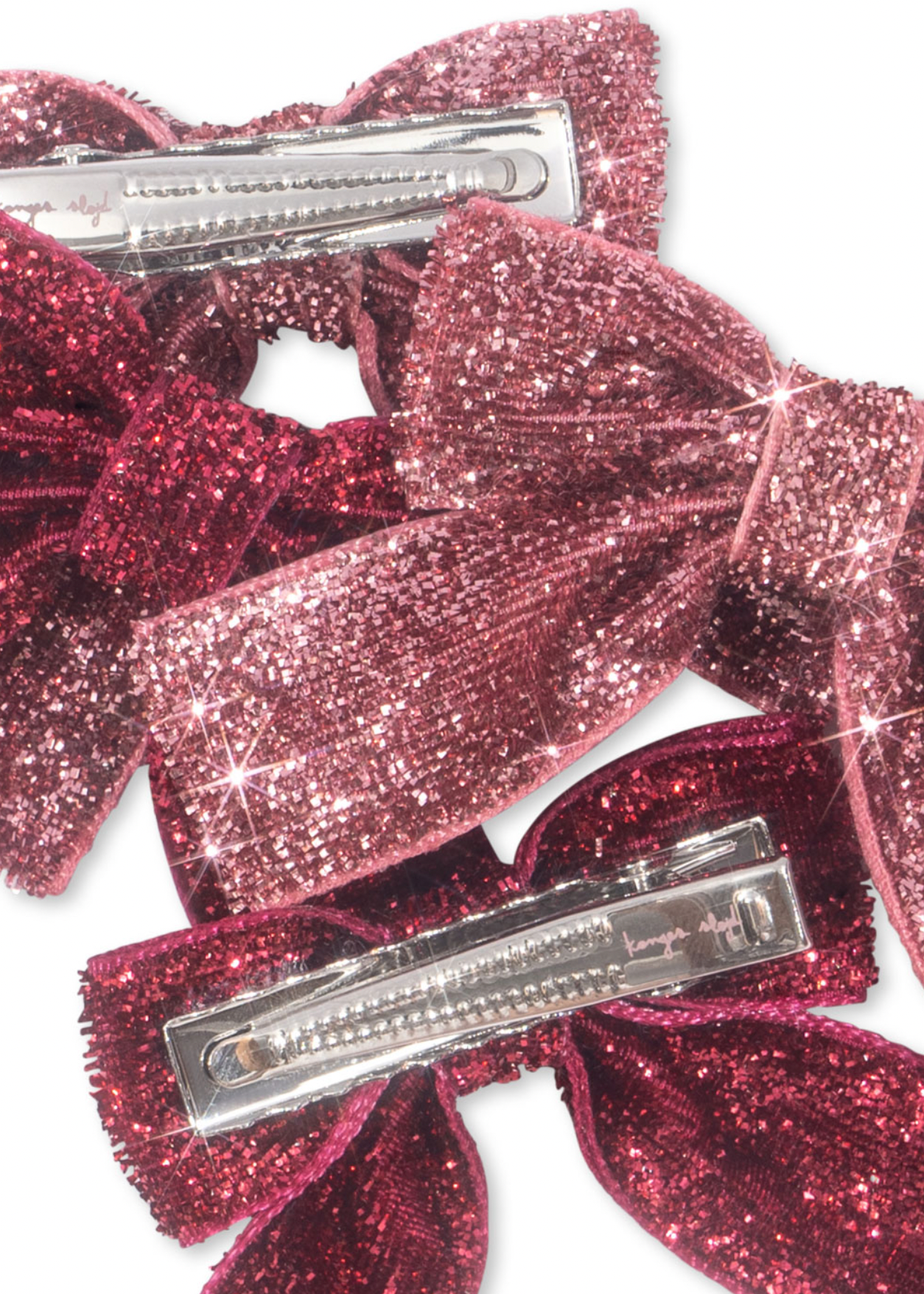 Konges Sløjd 4 Pack Glitter Bow Hair Clips - Pink Mix