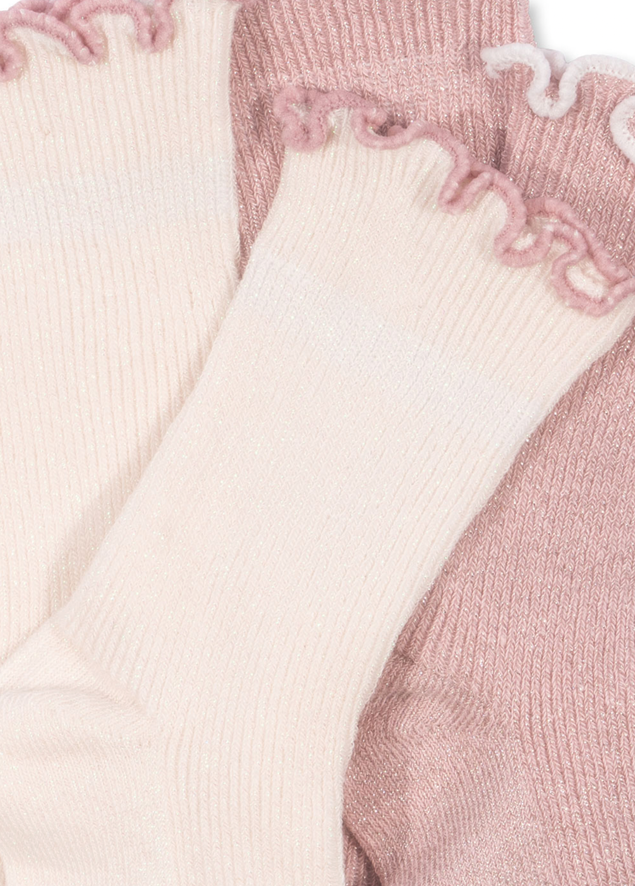 Konges Sløjd 2 Pack Rib Frill Socks - Rose/Off White