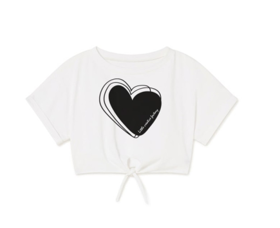 Little Creative Factory Big Love Knot T-shirt - White &amp; Black