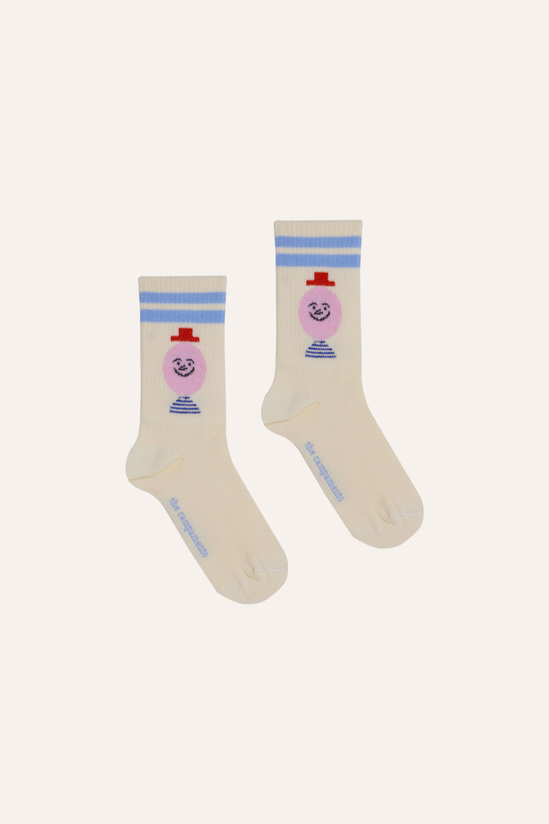 The Campamento Mr. Happy Man Kids Socks - Ecru