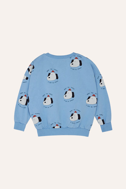 The Campamento Dogs Allover Oversized Kids Sweatshirt - Light Blue