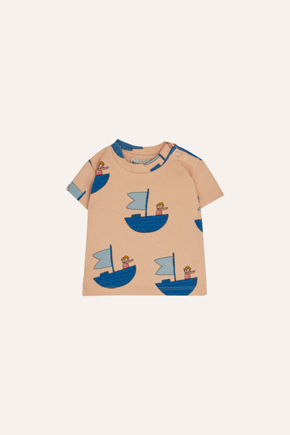 The Campamento Sailor Allover Baby Rib T-Shirt - Peach