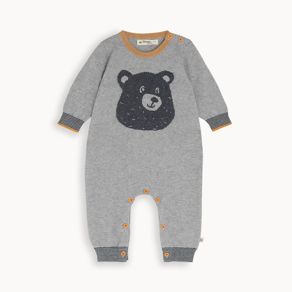 Bonnie Mob Bear Intarsia Playsuit - Grey