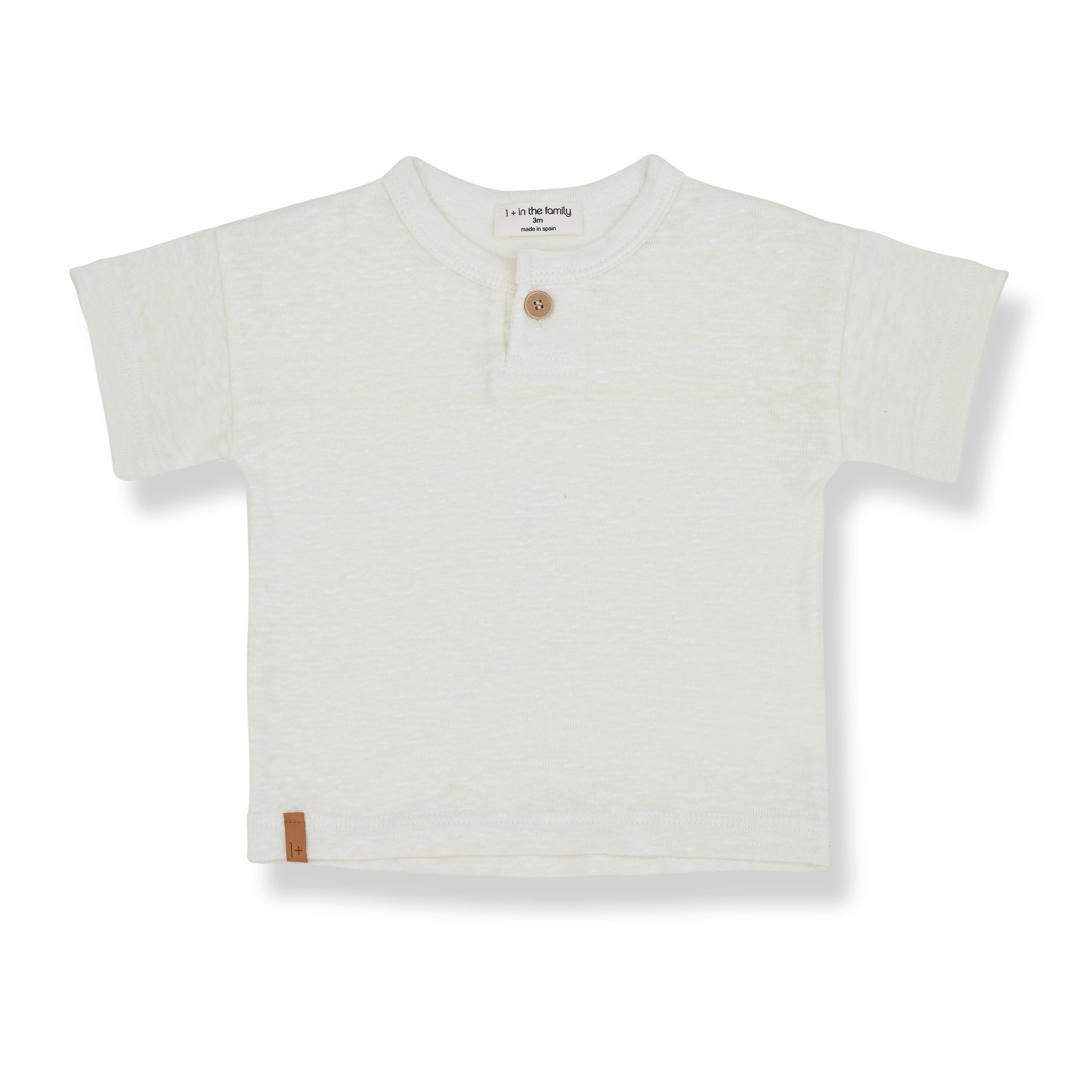 1+ in the Family Valdarno Short Sleeve Henley Shirt - Ivory