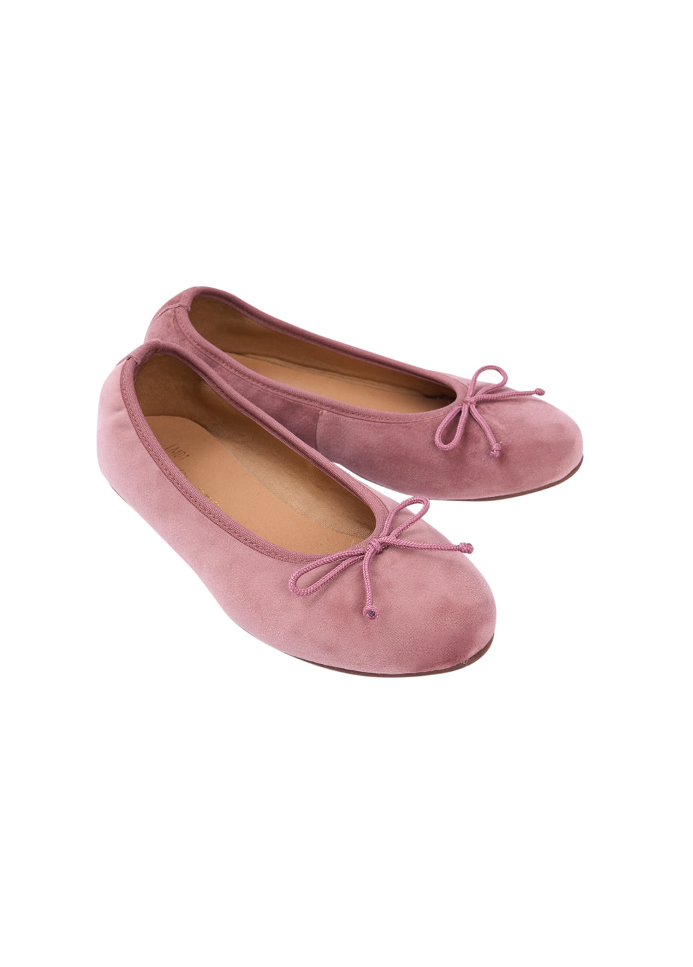 The New Society Velour Ballerinas - Rose Dust