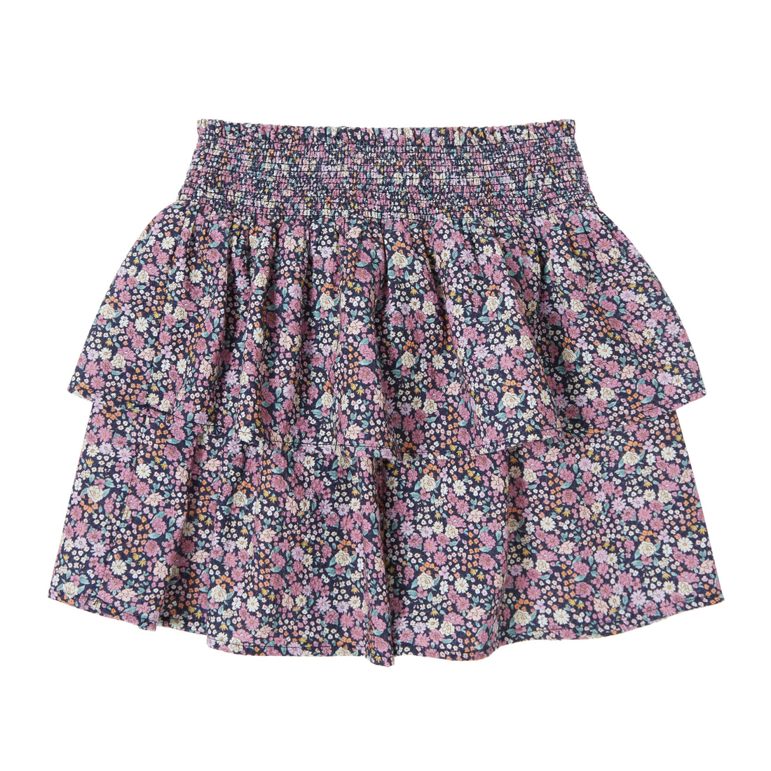 Tocoto Vintage Flared Skirt Print Navy Flowers - Navy