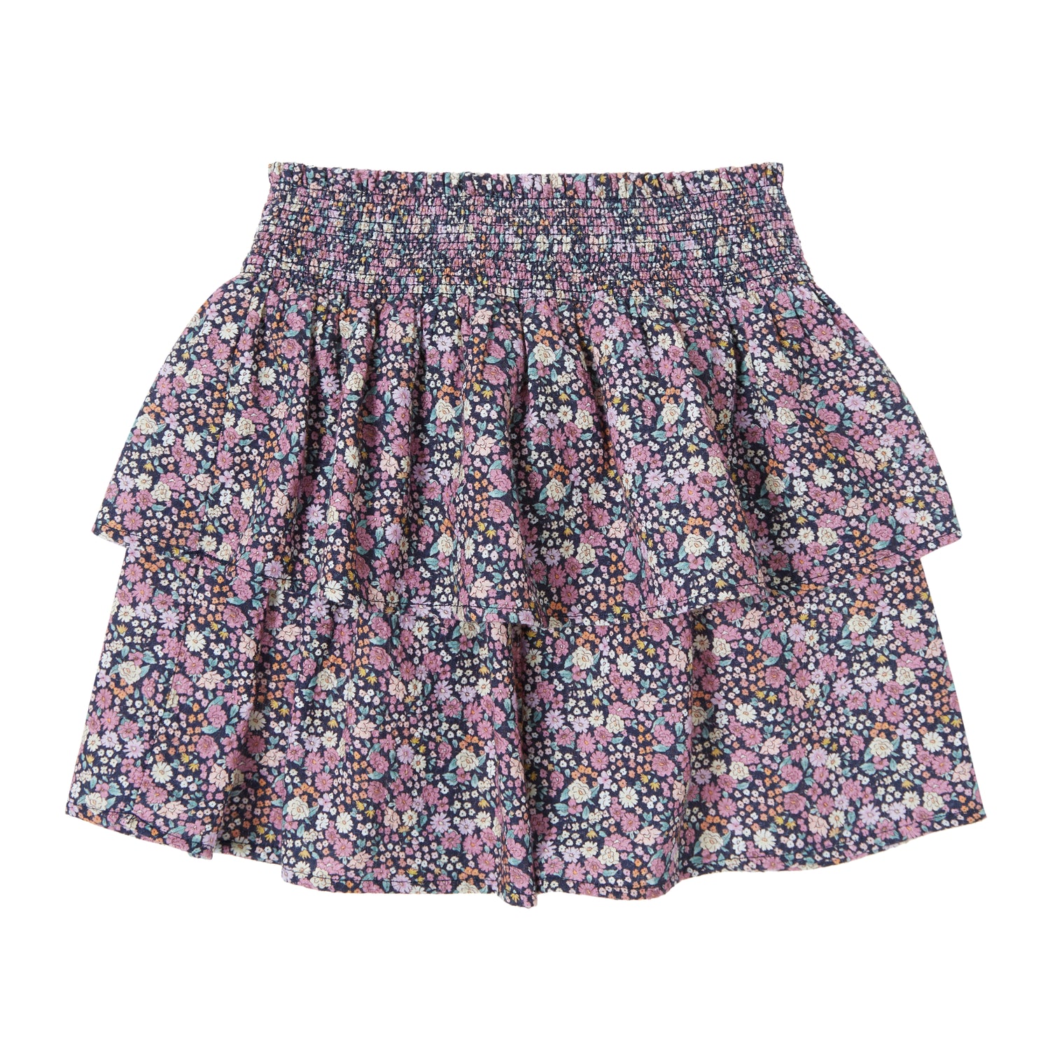 Tocoto Vintage Flared Skirt Print Navy Flowers - Navy