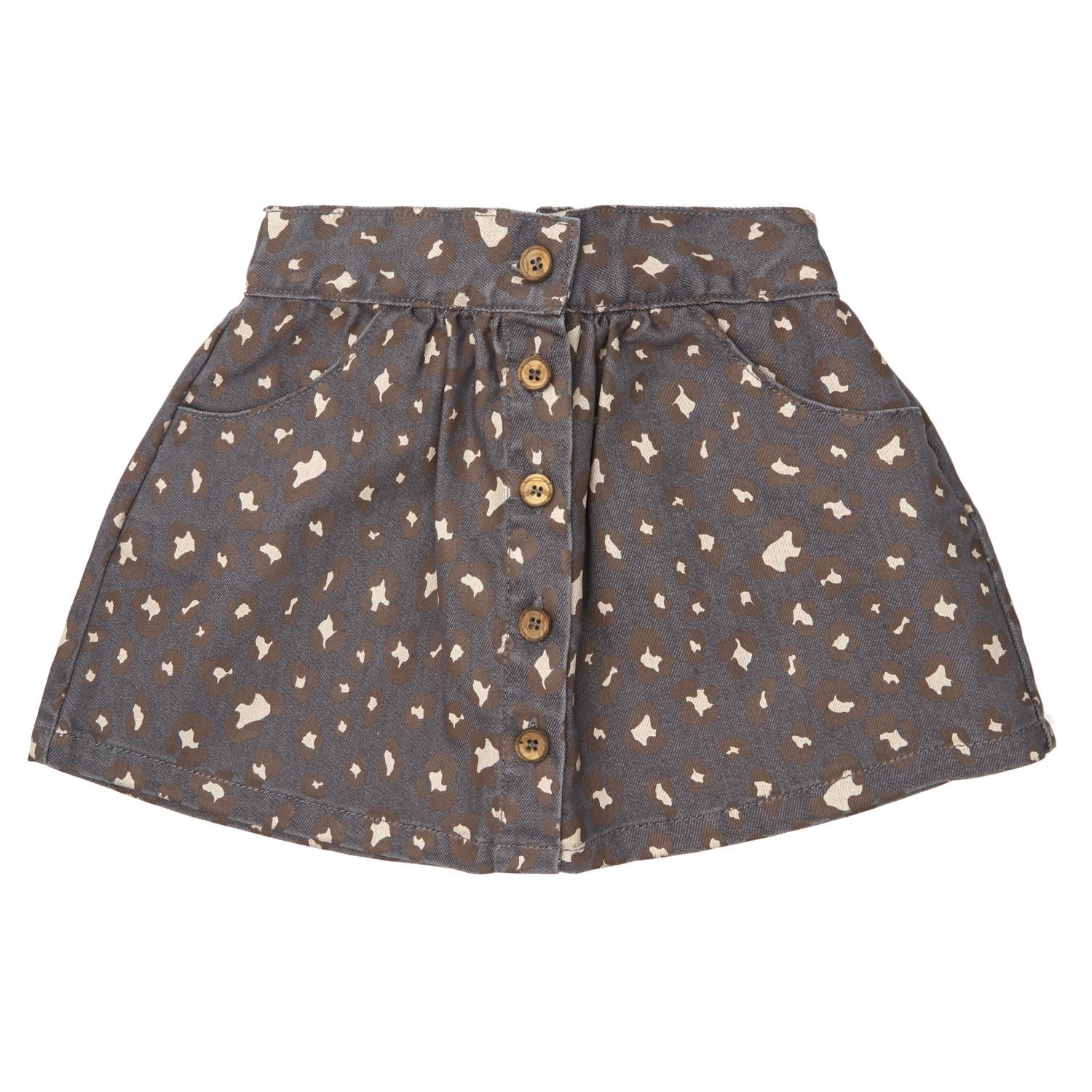 Tocoto Vintage Mini Denim Animal Print Skirt