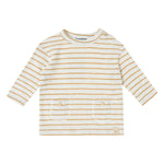 Tocoto Vintage Baby Knitted Shirt Stripes With Pockets - Mustard