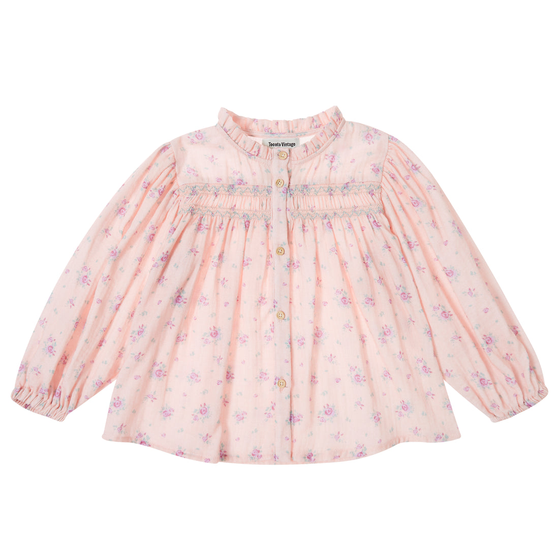 Tocoto Vintage Blouse Flowers Print - Pink