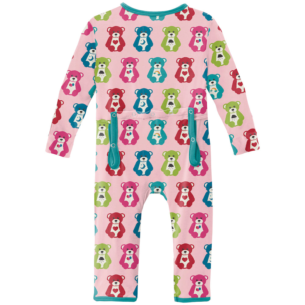 Kickee Pants Print Coverall With 2 Way Zipper - Lotus Happy Teddy