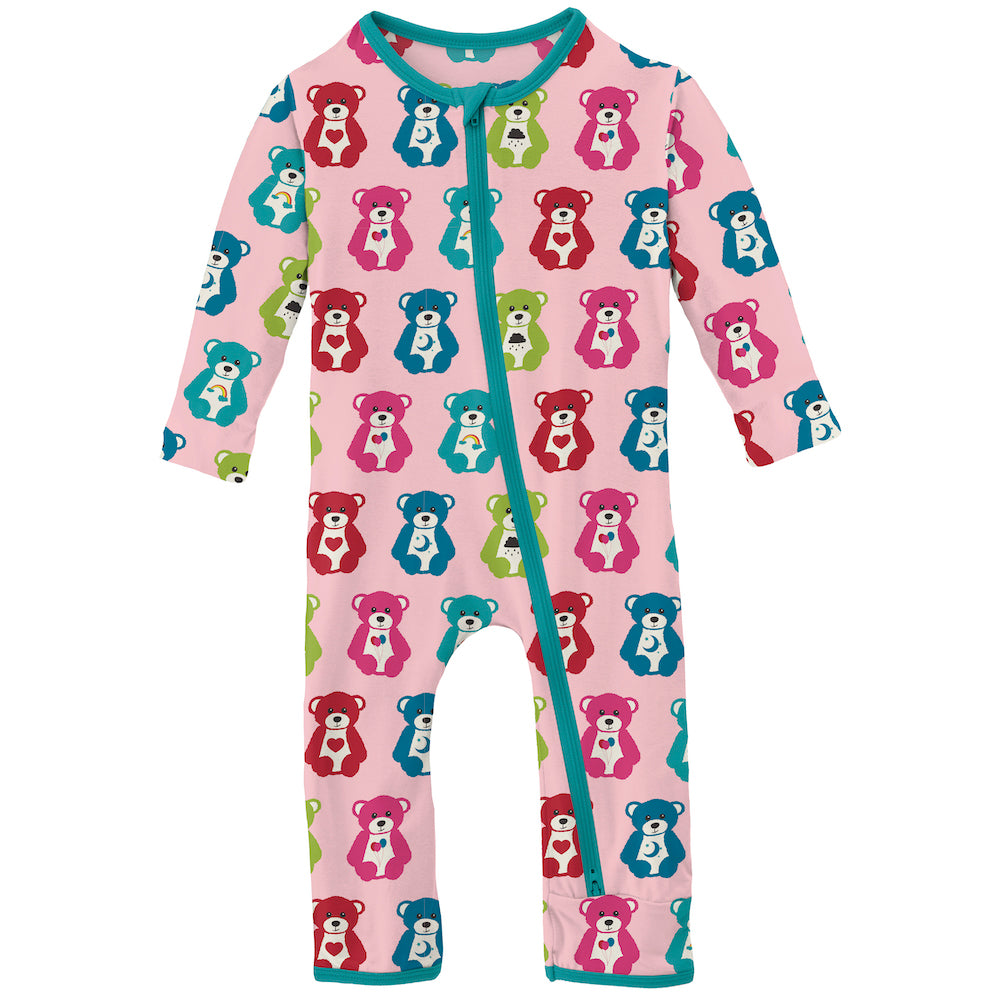 Kickee Pants Print Coverall With 2 Way Zipper - Lotus Happy Teddy