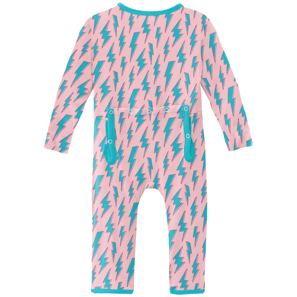 Kickee Pants Print Coverall With 2 Way Zipper - Lotus Lightning