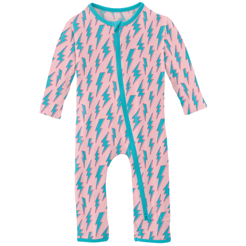 Kickee Pants Print Coverall With 2 Way Zipper - Lotus Lightning