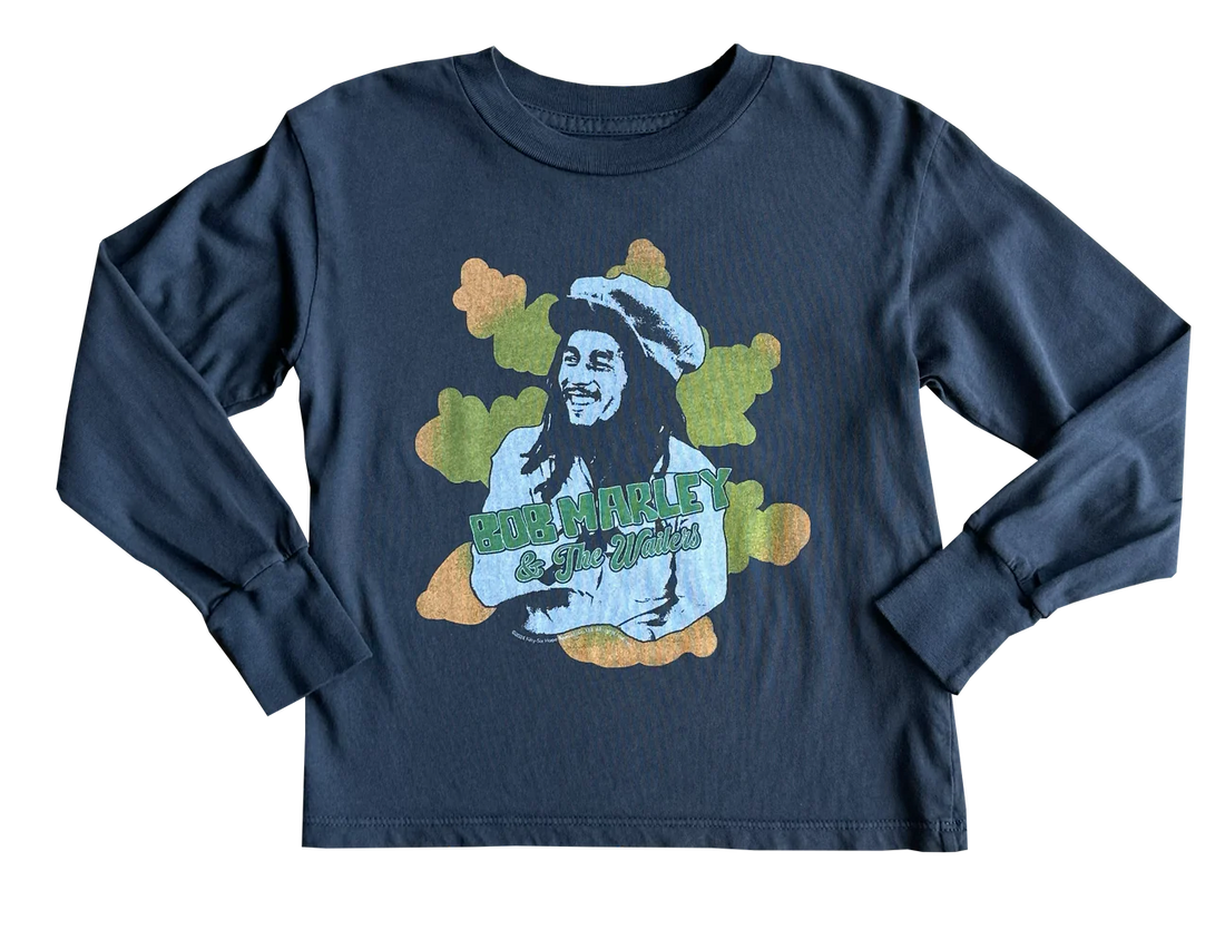 Rowdy Sprouts Bob Marley Clouds Long Sleeve Tee - Vintage Black