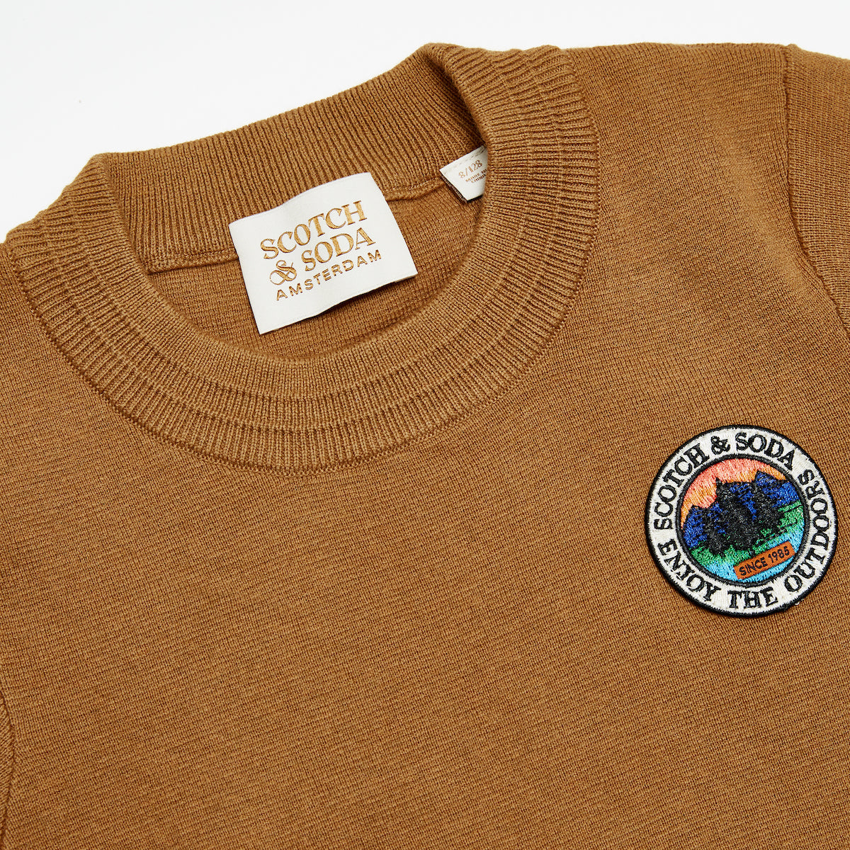 Scotch &amp; Soda Boys Stripe Crewneck - Teak Brown