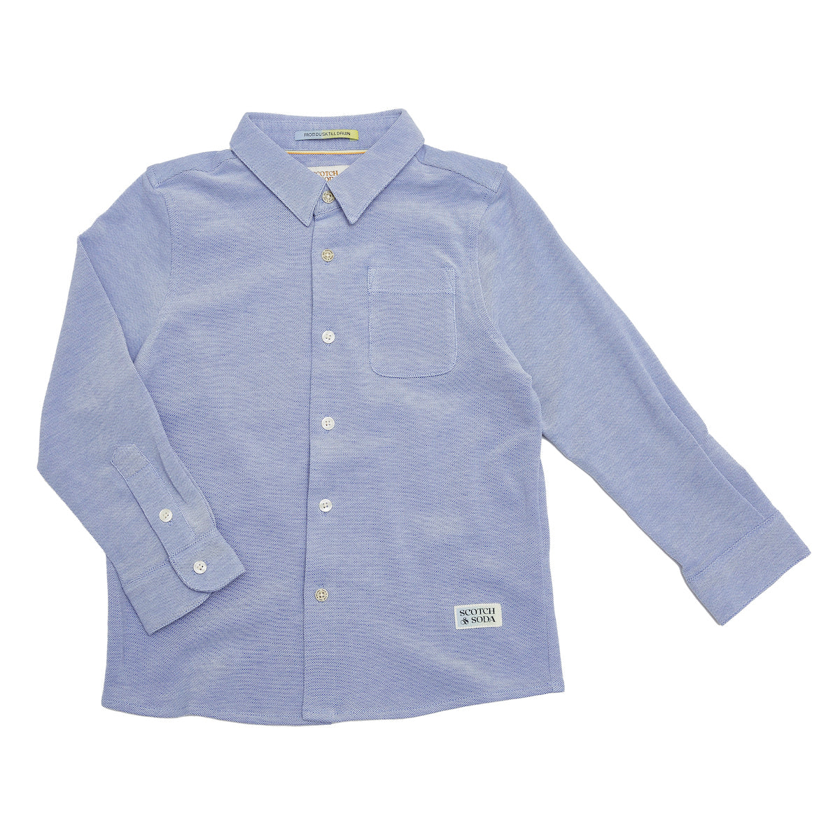 Scotch &amp; Soda Boys Pique Shirt - Blue Bell