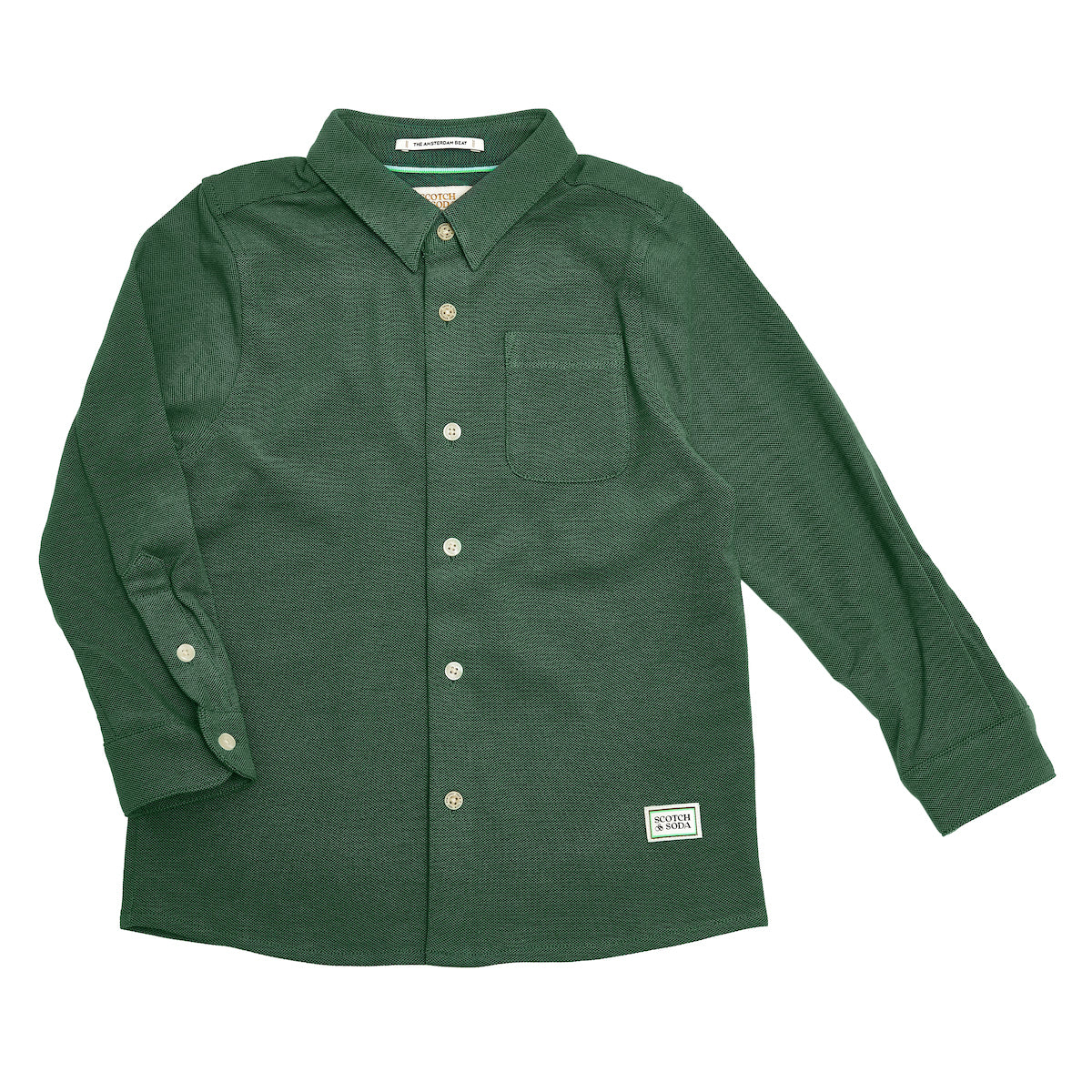 Scotch &amp; Soda Boys Pique Shirt - Forest Green