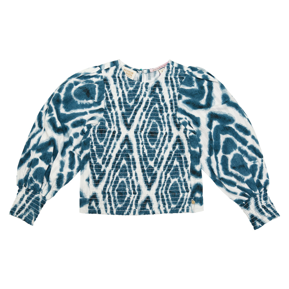 Scotch &amp; Soda Girls Long Sleeved Top - Teal Ikat