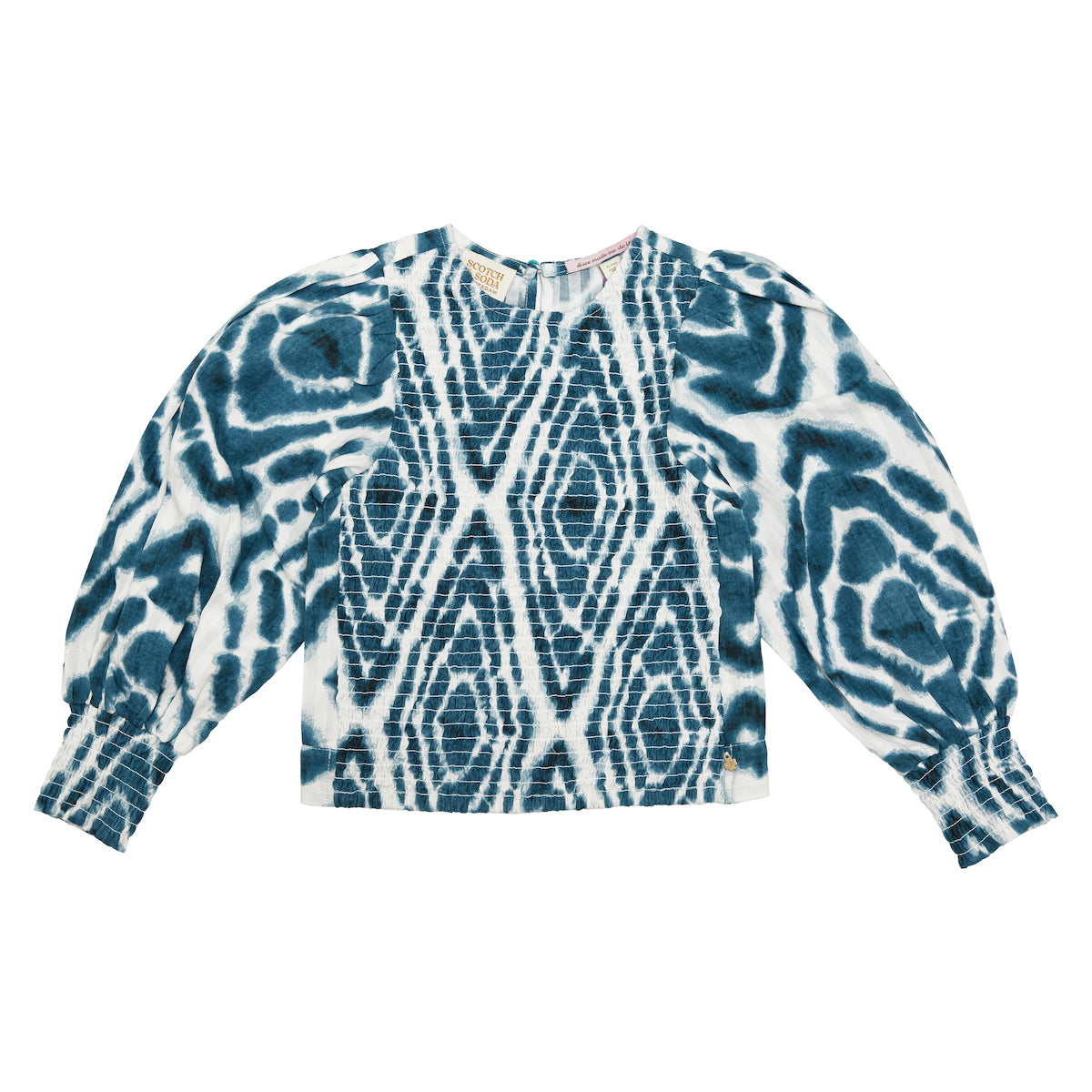 Scotch &amp; Soda Girls Long Sleeved Top - Teal Ikat