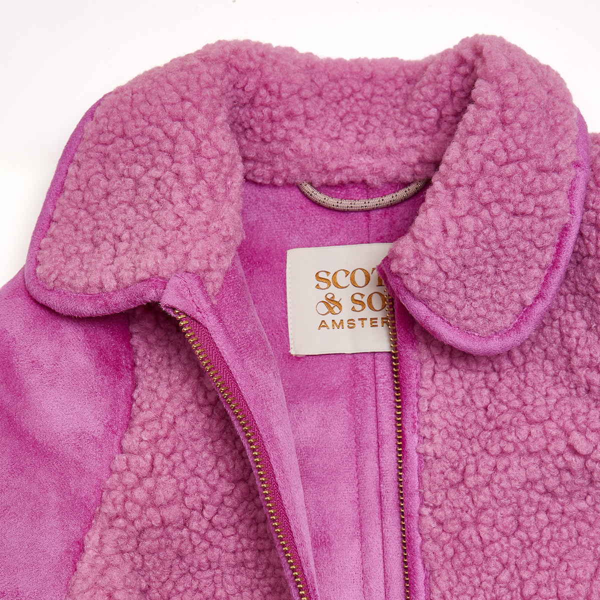 Scotch &amp; Soda Girls Longer Length Teddy Jacket - Fuchsia