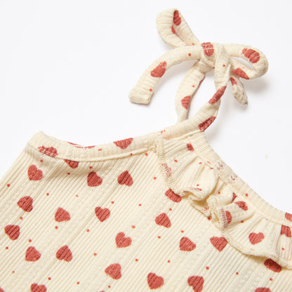 Tocoto Vintage Openwork Jersey Fabric Top With Hearts - Off White