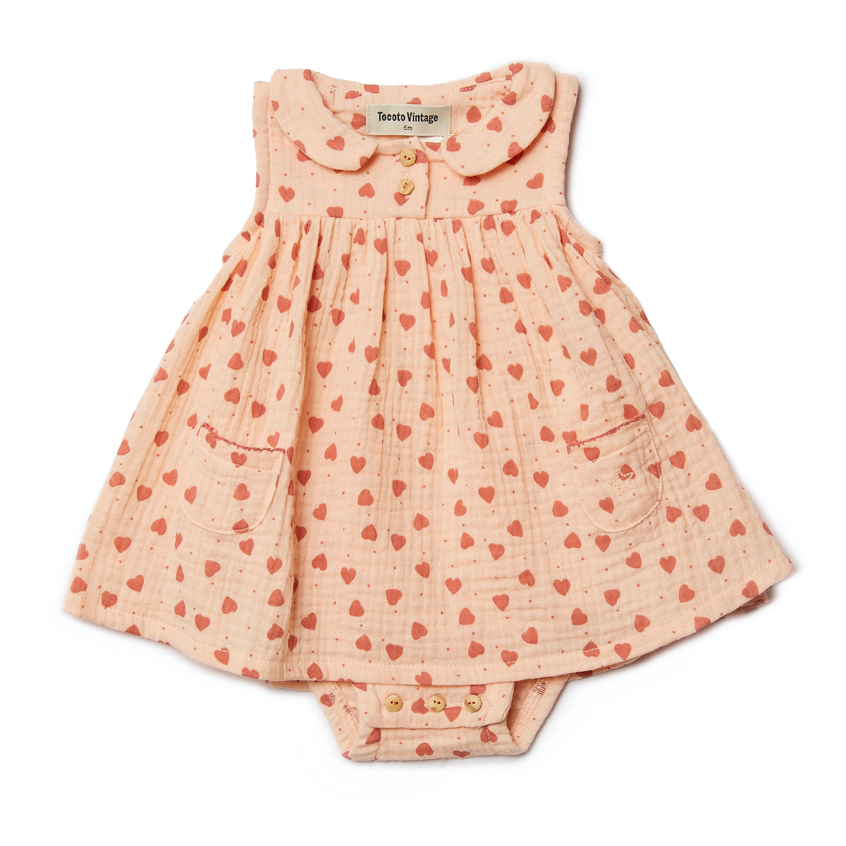 Tocoto Vintage Heart Print Bodysuit Dress - Pink