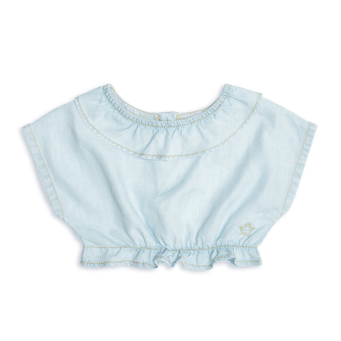 Tocoto Vintage Baby Short Sleeve Ruffled Blouse - Blue