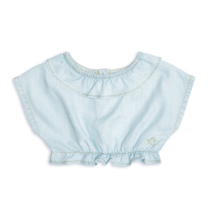 Tocoto Vintage Baby Short Sleeve Ruffled Blouse - Blue