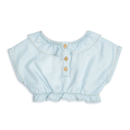 Tocoto Vintage Baby Short Sleeve Ruffled Blouse - Blue