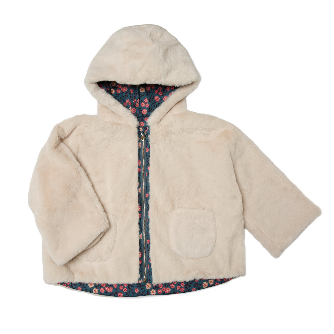 Louise Misha Felvet Reversible Coat - Stone Blue Star Garden