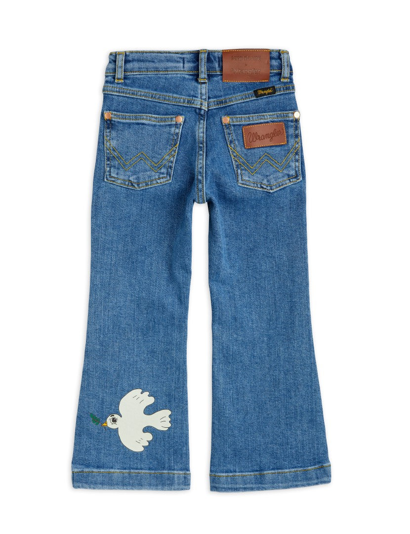 Mini Rodini Peace Dove Flared Denim Jeans - Blue