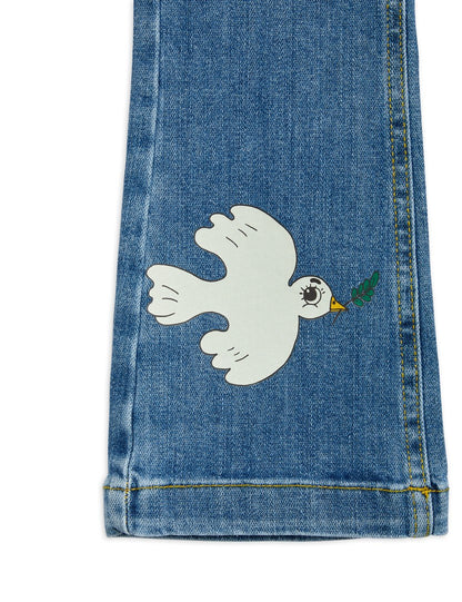 Mini Rodini Peace Dove Flared Denim Jeans - Blue