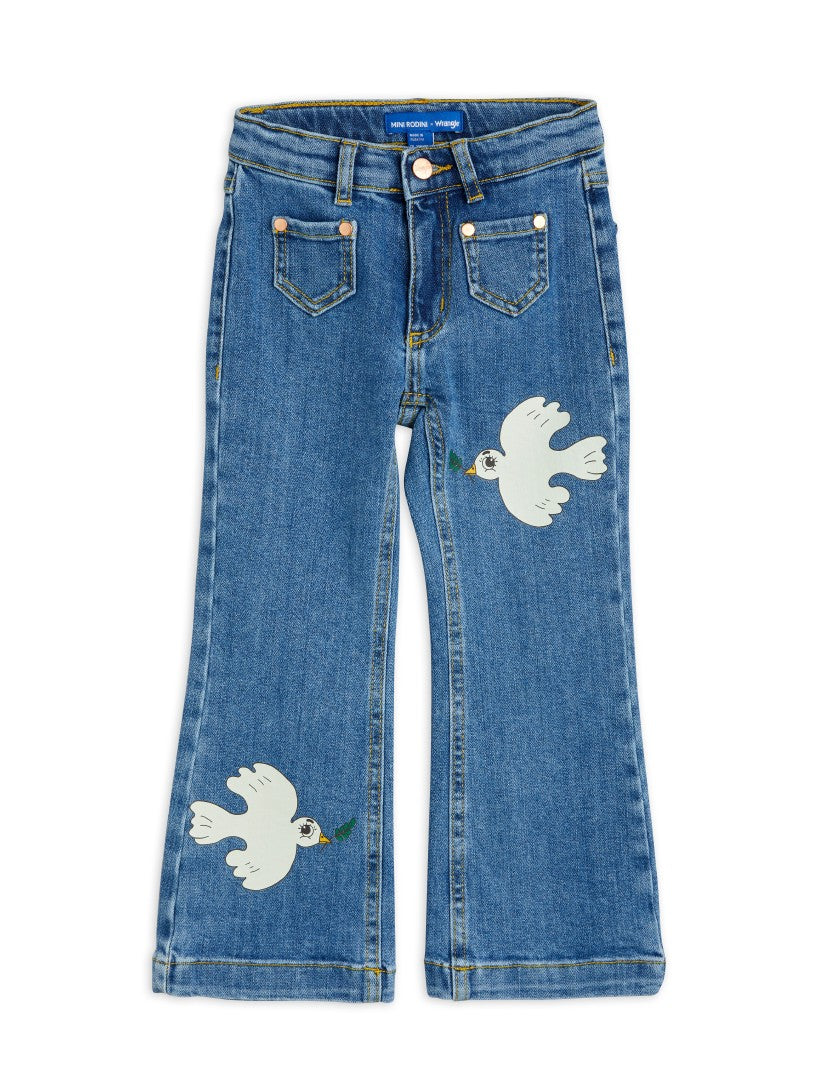 Mini Rodini Peace Dove Flared Denim Jeans - Blue